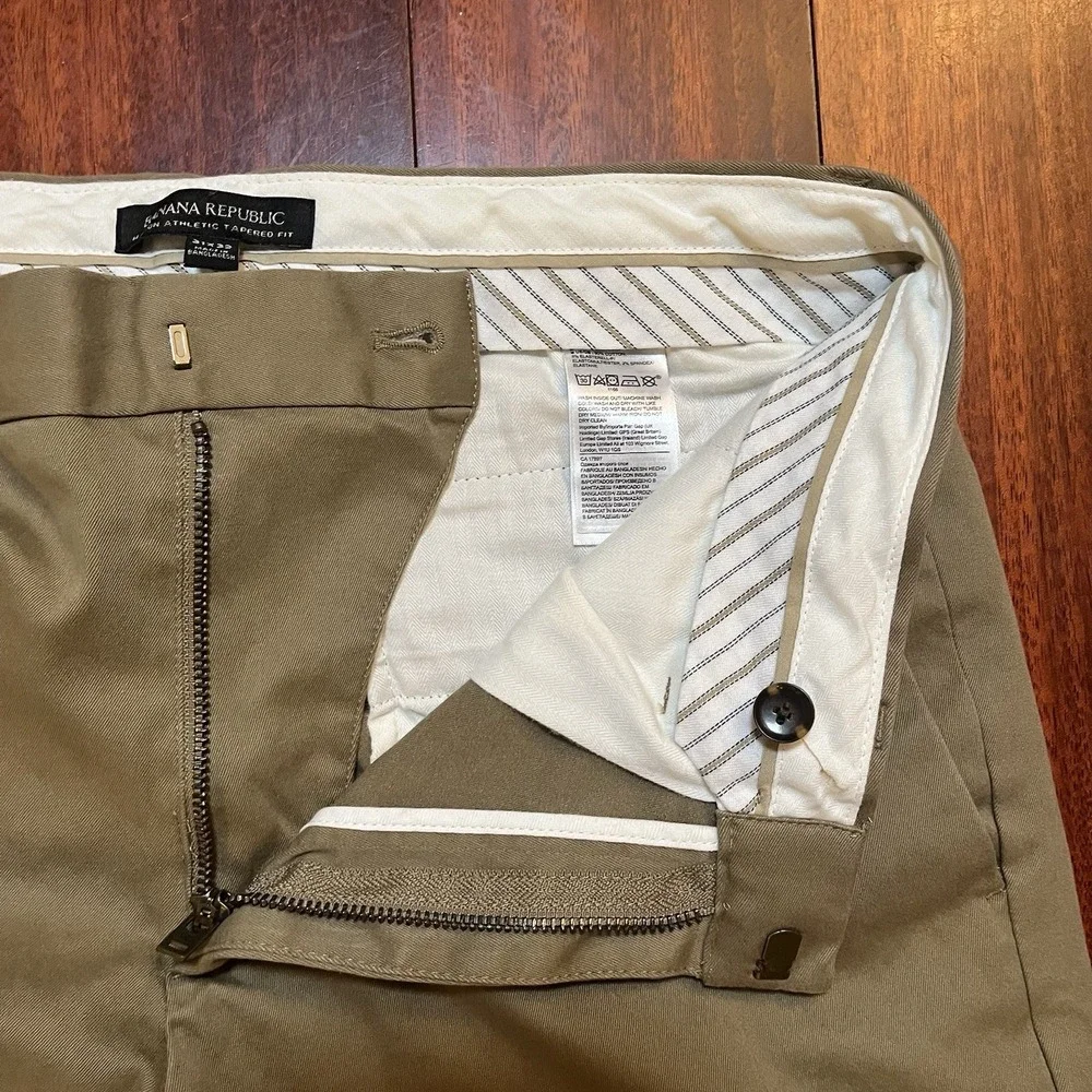 Banana Republic Pants Men 31x32 Tan Chino Mason Athletic Tapered Fit Stretch